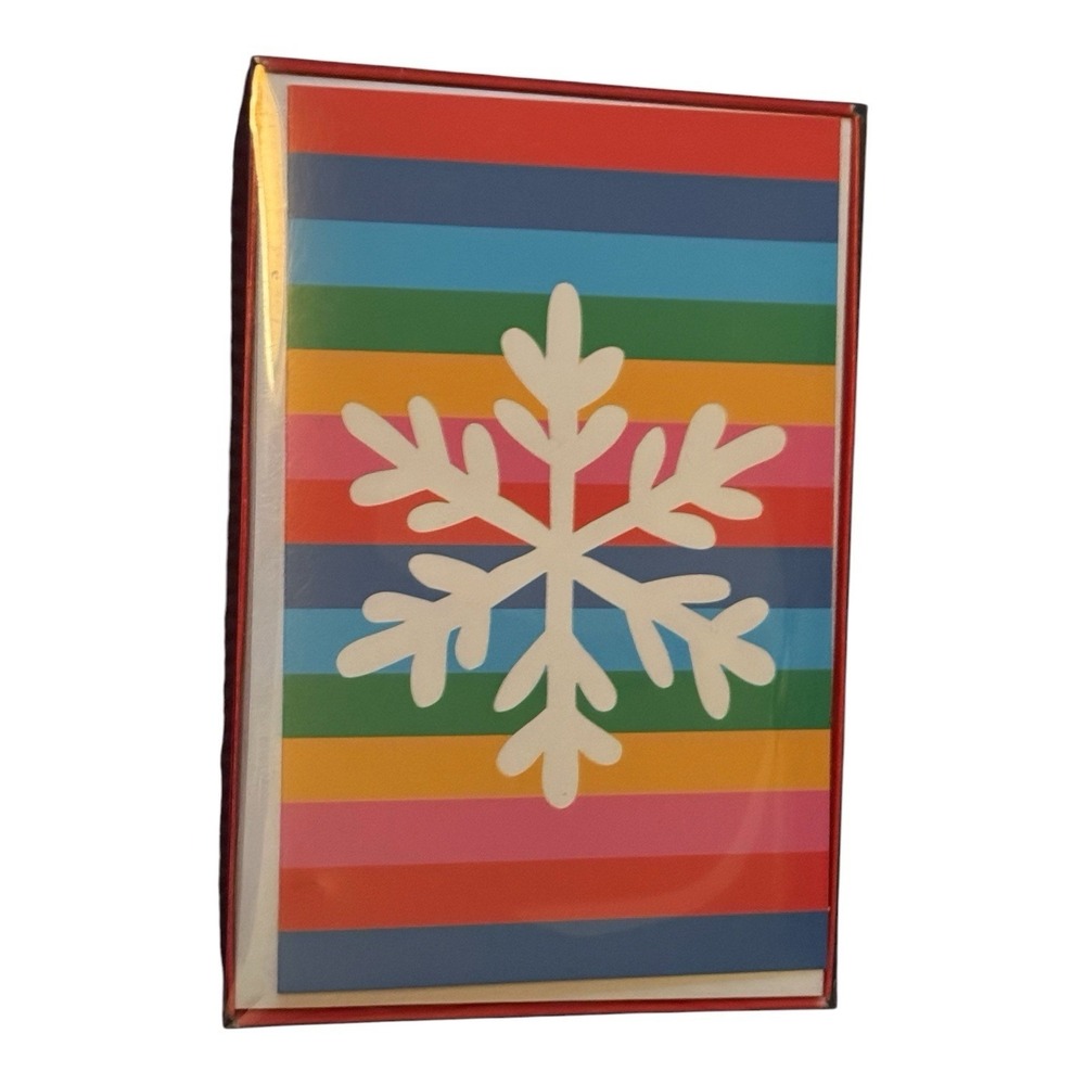 American Greetings Christmas Holiday Cards Snowflake Rainbow Stripe 16 Ct Sealed